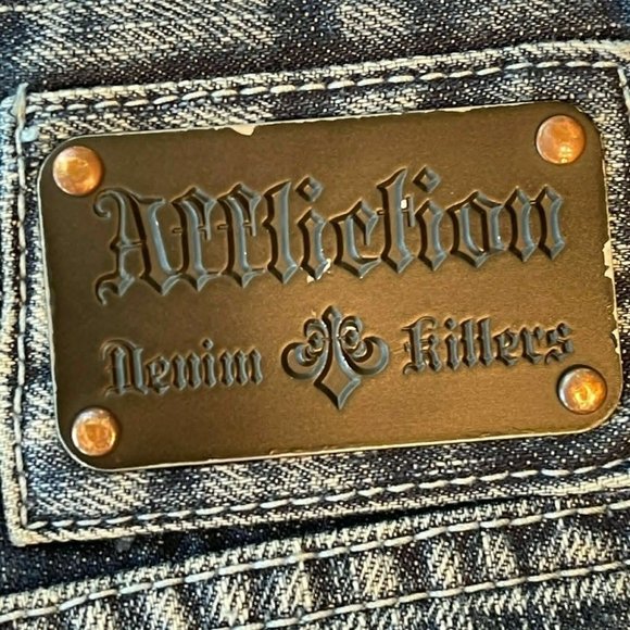 Very Rare Authentic Affliction Denim Killer Jeans Skeleton/Reaper Graphics Size - Picture 7 of 12